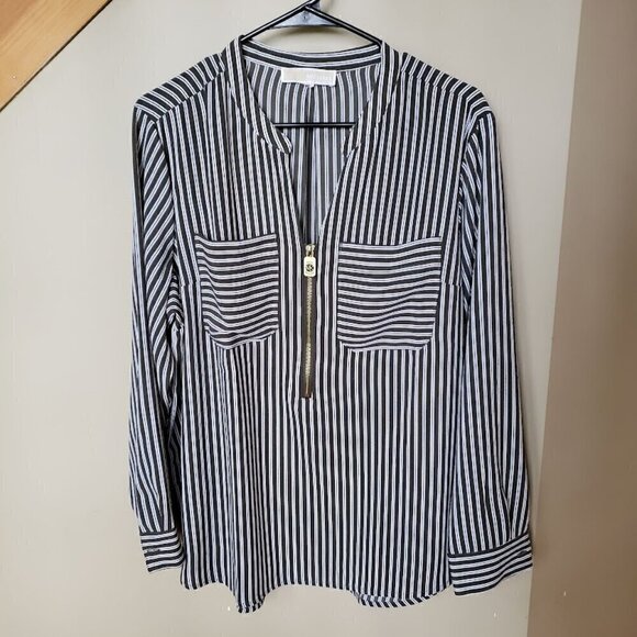 Michael Kors Chiffon Crepe Stripped Womens Blouse - Picture 1 of 12